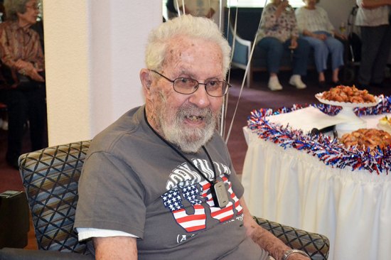 Hanford community leader Jack Schwartz, who died Nov. 7 at 103, is shown here at his 103rd birthday celebration at The Remington in April. a Hanford retirement community. 